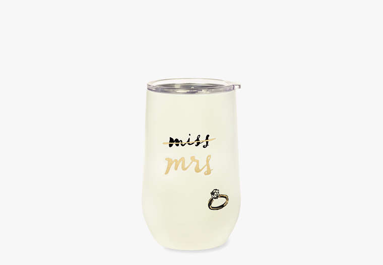 Miss To Mrs Stemless Wine Tumbler, Parchment, Product