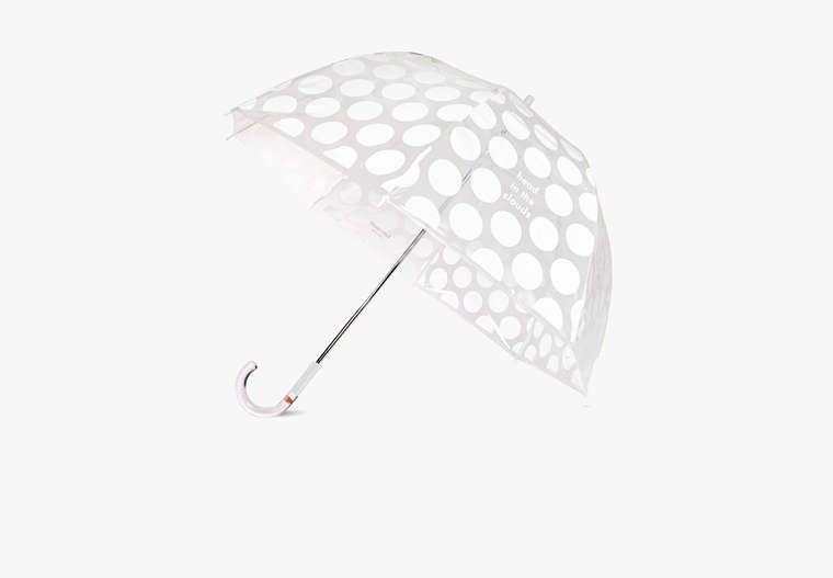 Head In The Clouds Jumbo Dot Clear Umbrella, Parchment, Product