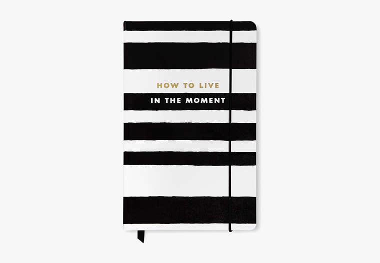 Kate Spade,sarah stripe live in the moment take note large notebook,office accessories,Black