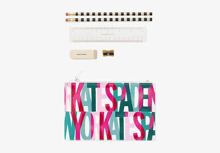 Kate Spade,layered logo pencil pouch,office accessories,Multi