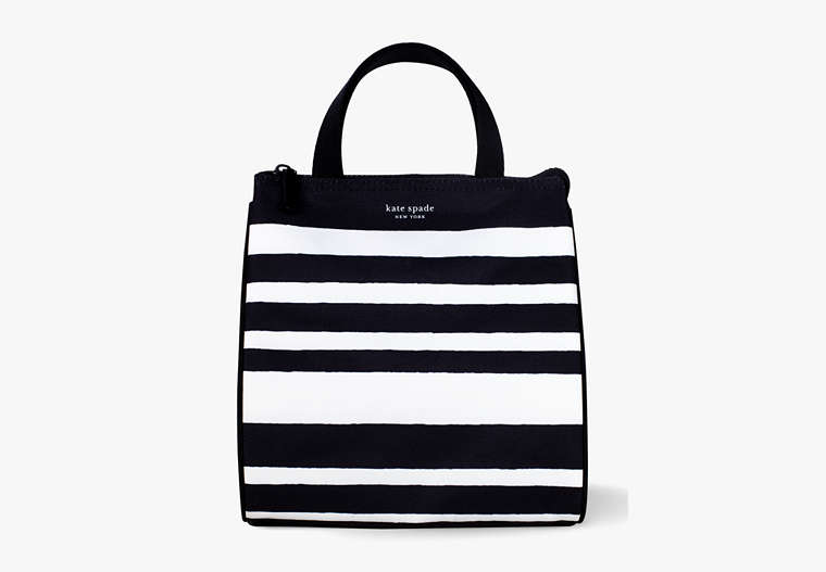 Sarah Stripe Lunch Bag, Black, Product