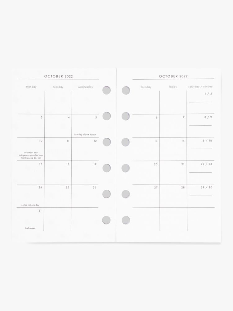 2022 Pin Dot Pocket Size Weekly & Monthly Calendar Refill, Black / Glitter, Product