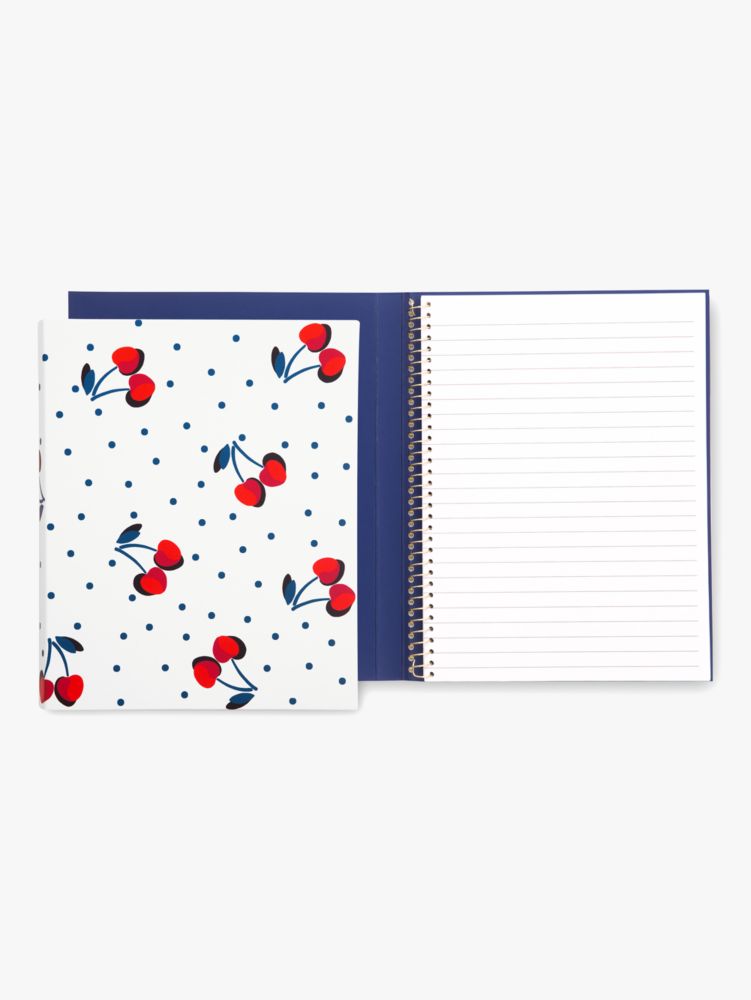 Vintage Cherry Dot Concealed Spiral Notebook, Blue, ProductTile