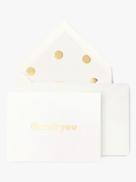 gold dot with script thank you card set