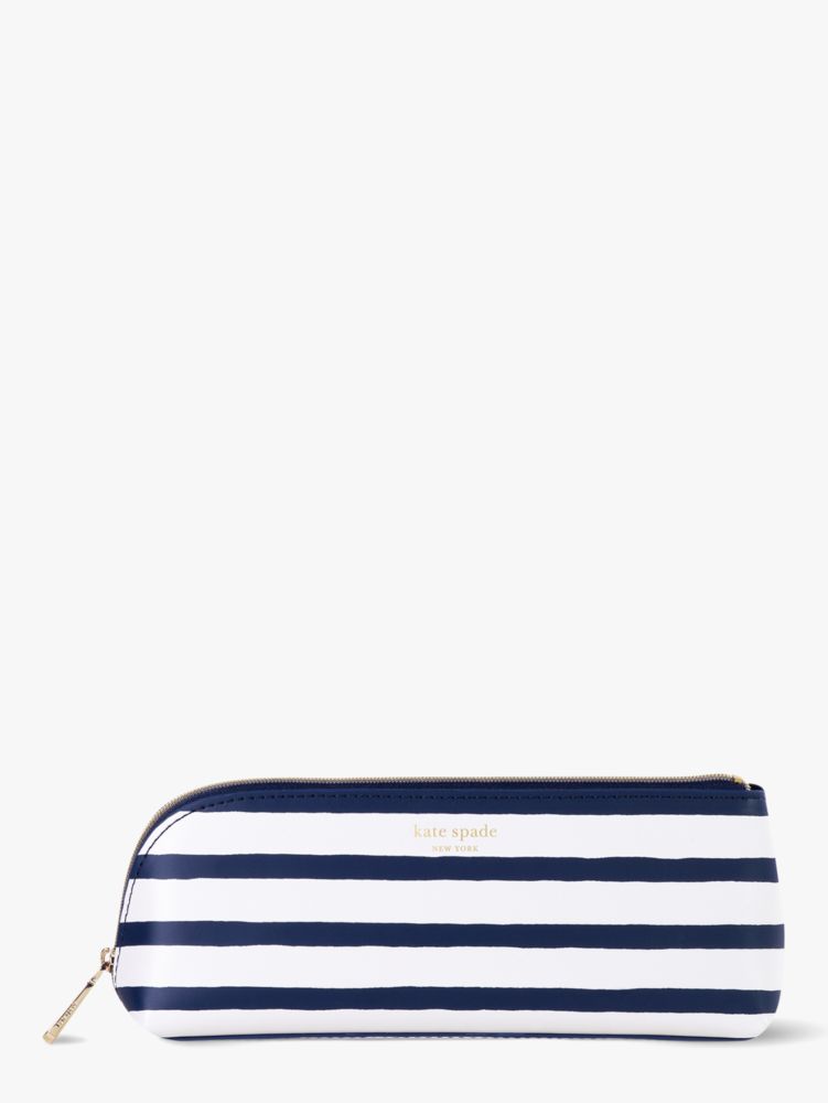 Navy Painted Stripe Pencil Case | Kate Spade New York