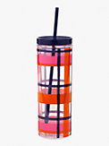 spring plaid tumbler with straw, , s7productThumbnail