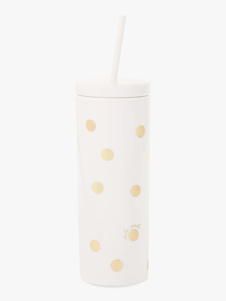 Gold Dot With Script Acrylic Tumbler With Straw, Gold, ProductTile