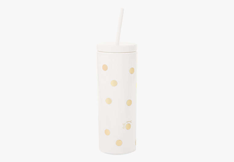 Gold Dot With Script Acrylic Tumbler With Straw, , Product