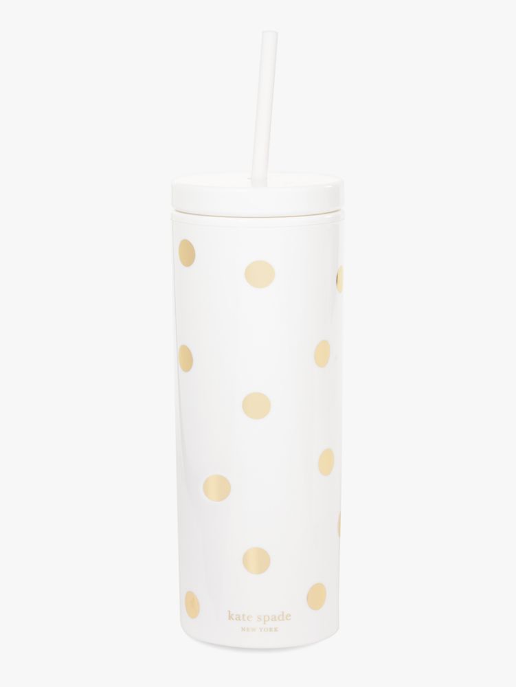 Gold Dot With Script Acrylic Tumbler With Straw | Kate Spade New York