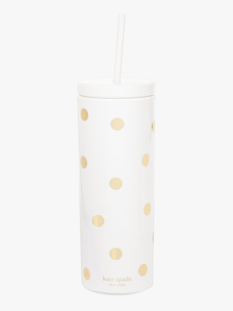 Gold Dot With Script Acrylic Tumbler With Straw, Gold, Product