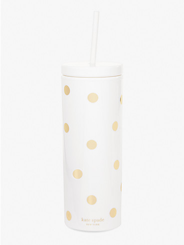 gold dot with script acrylic tumbler with straw, , rr_productgrid