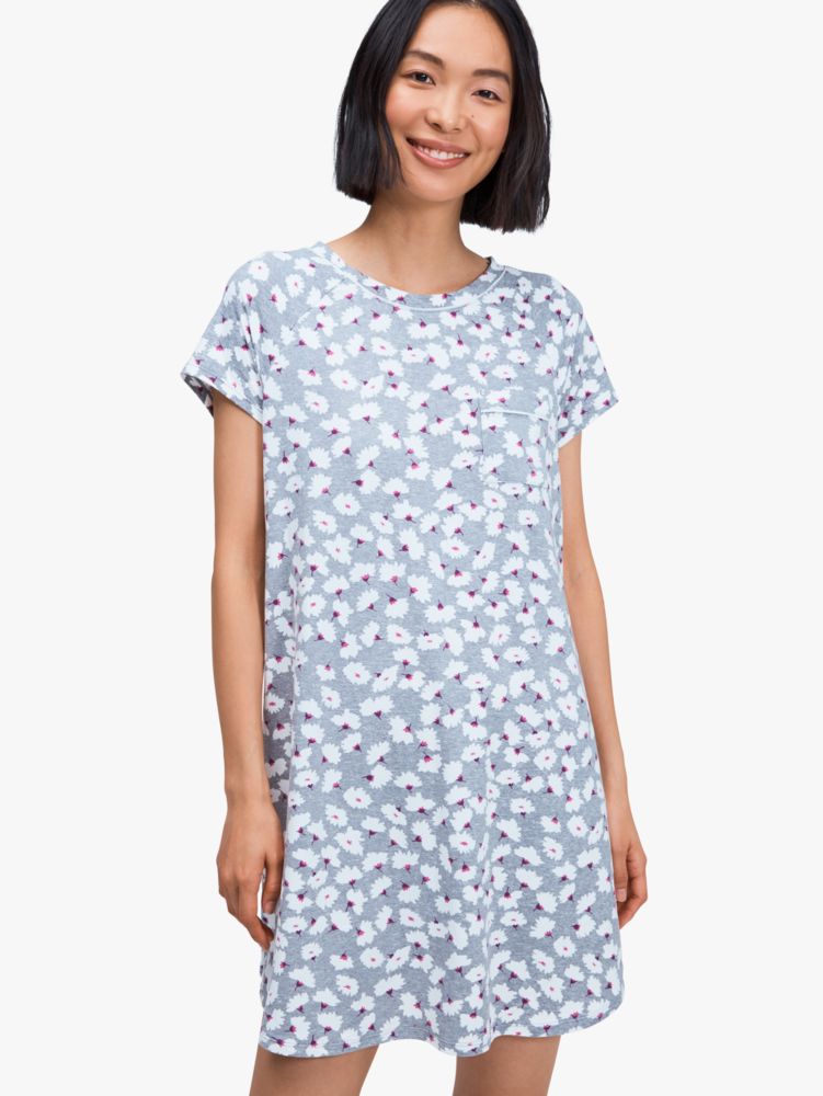 Floral Toss Short Sleeve Sleepshirt, Gunmetal, Product