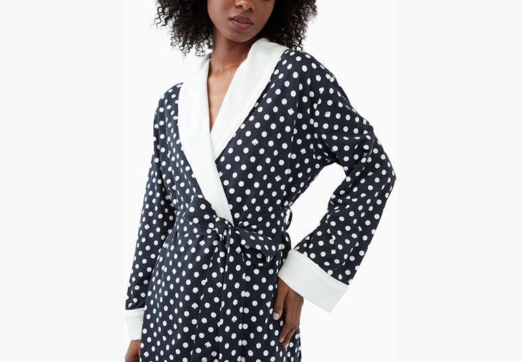 Long Sleeve Robe, Navy Polka Dot, Product