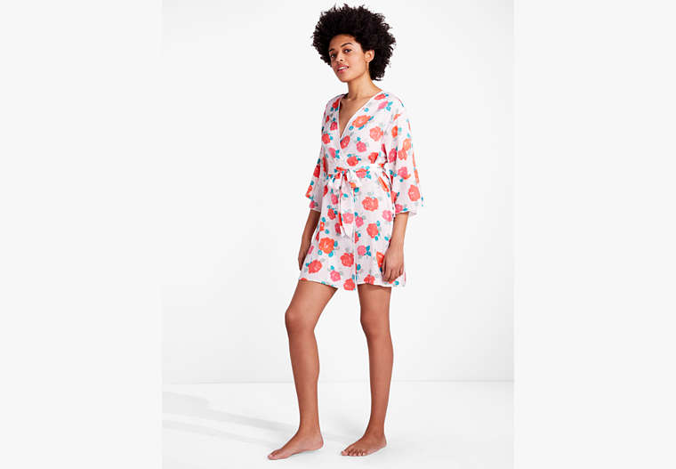 Kate Spade,just rosy charmeuse robe,sleepwear,Rosebud Print image number 0