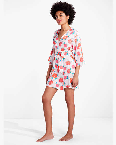 Just Rosy Charmeuse Robe, Rosebud Print, ProductTile