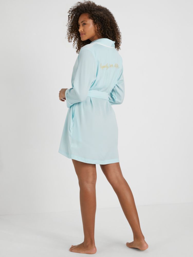 Kate Spade Bridal Happily Ever After Robe In Aqua