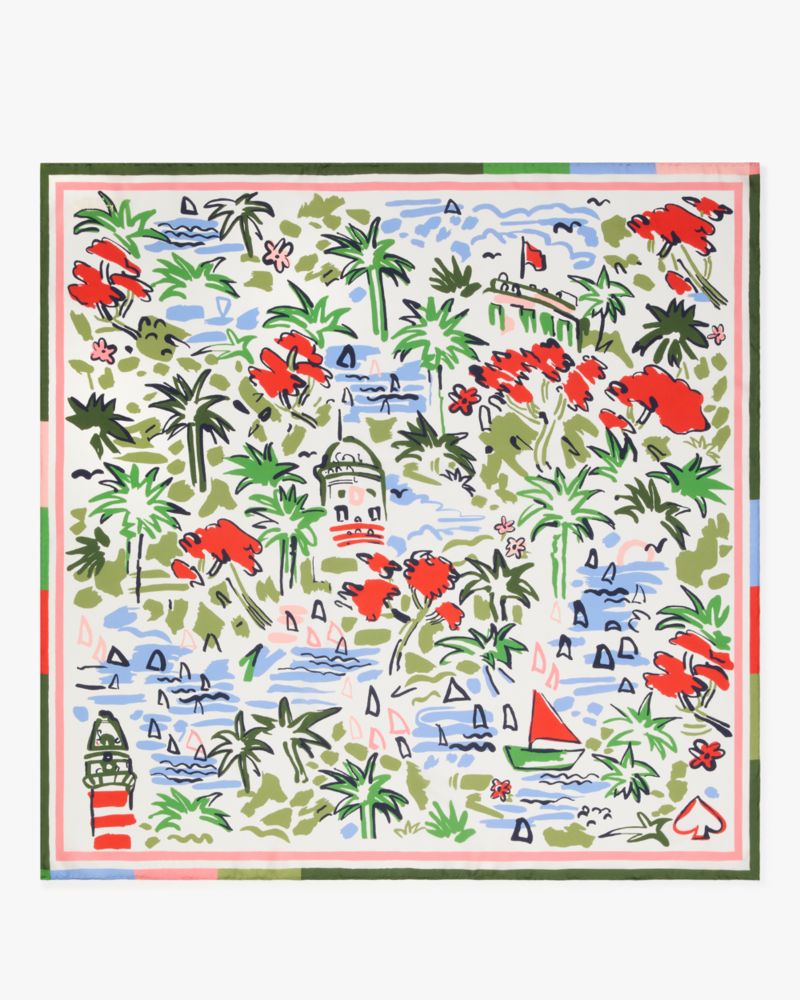Kate Spade Coastal Scene Silk Square Scarf