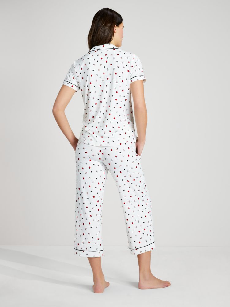 Lady Bugs Crop Pj Set, White Novel, Product