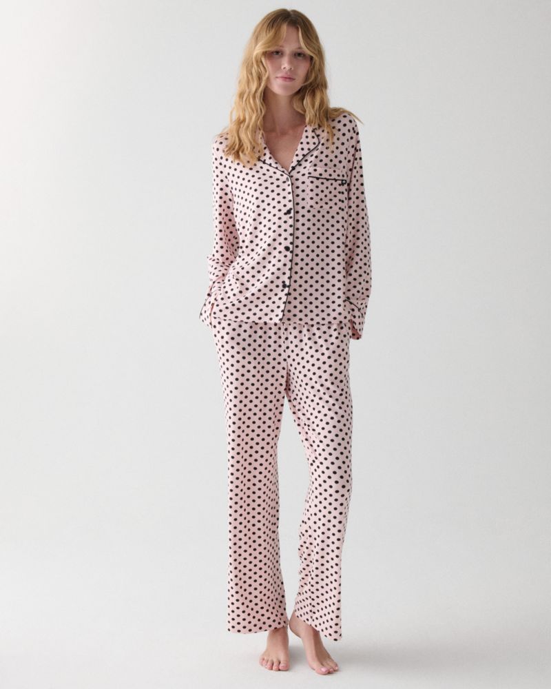 Kate Spade Lady Dot Long Pajama In Pink