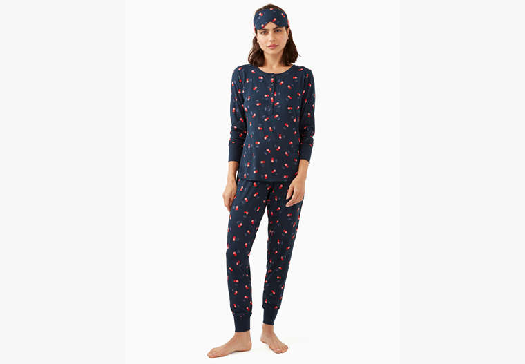Henley Holiday Pajama Set, Blue Multi, Product