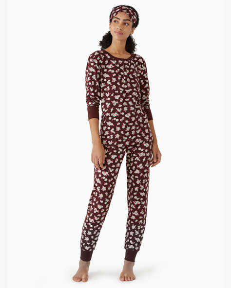 Kate Spade,henley holiday pajama set,sleepwear,Polyester,50%,Chai Red
