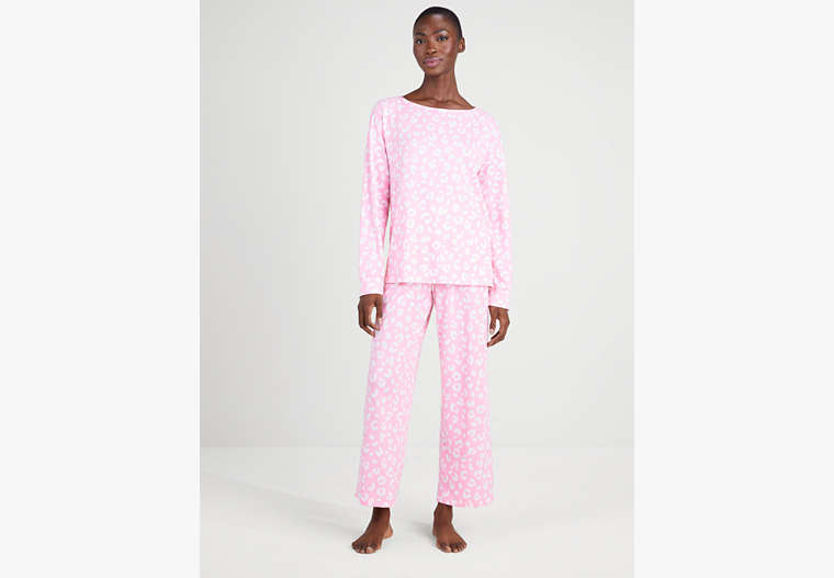 Bold Leopard Crop PJ Set, Pink Print, Product
