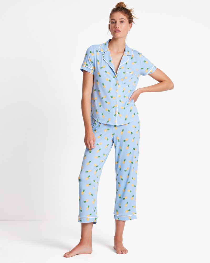 Kate Spade Crop Pj Set In Pineapple Toss