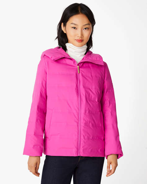 Kate Spade,Packable Down Jacket,Polyester,Magenta Lipstick