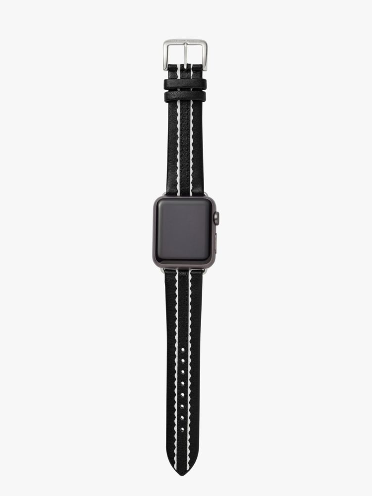 Black Scallop Leather 38/40mm Band For Apple Watch®, Black / Glitter, Product