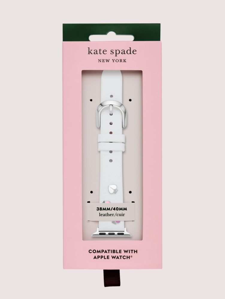 Spade Stud White Leather 38/40mm Band For Apple Watch® | Kate Spade New York
