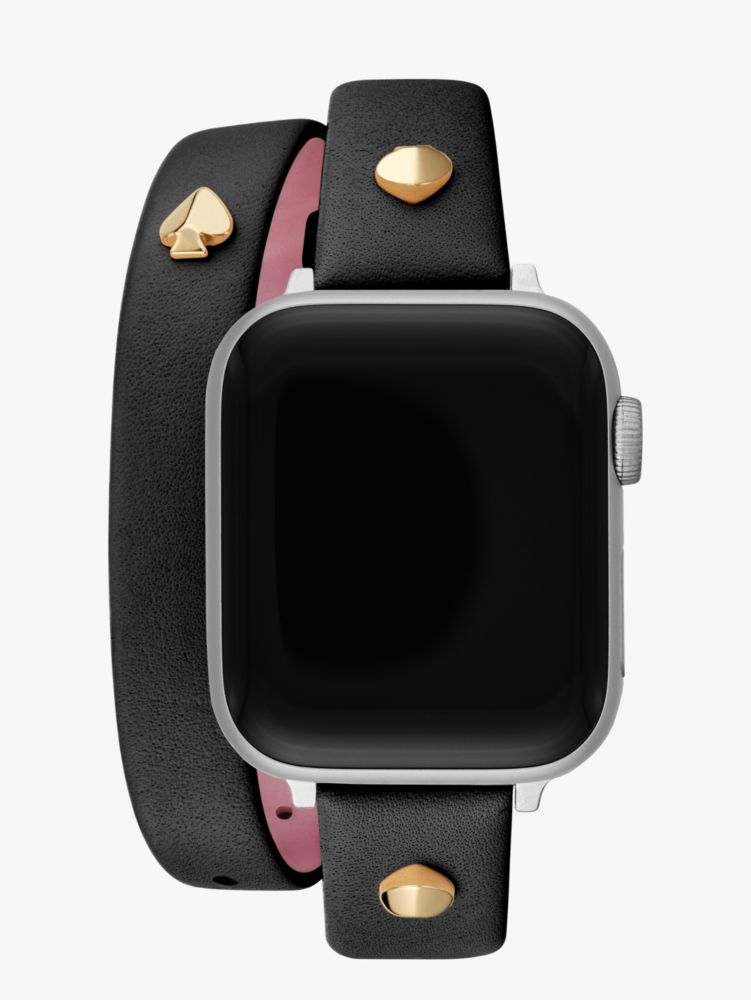 Black Double-wrap Leather 38/40mm Band For Apple Watch®, Black / Glitter, ProductTile