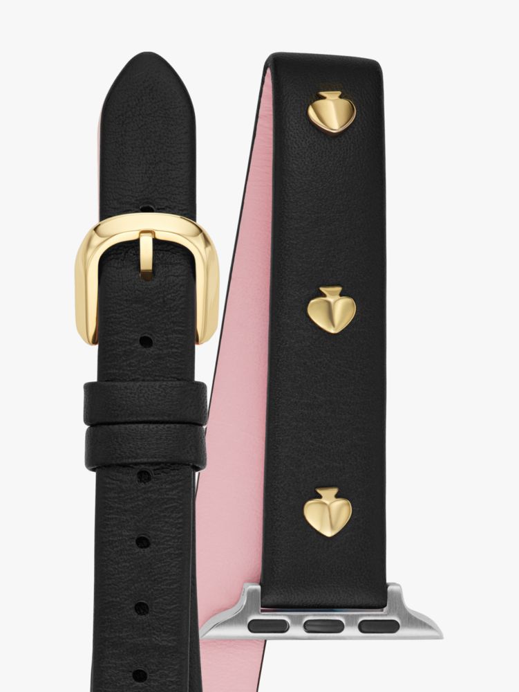 Black Double Wrap Leather 38/40mm Band For Apple Watch® | Kate Spade New  York