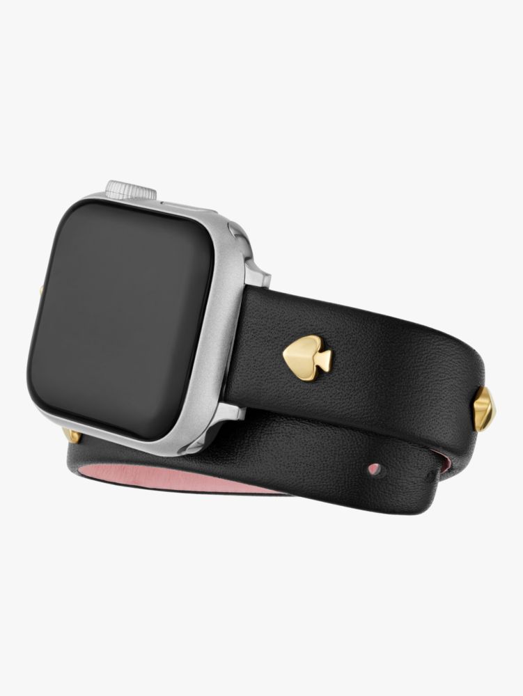 Black Double Wrap Leather 38/40mm Band For Apple Watch® | Kate Spade New  York