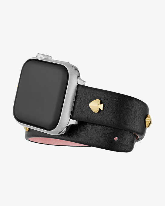 Black Double Wrap Leather 38/40mm Band For Apple Watch® | Kate 
