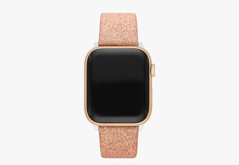 Rose Gold Glitter Leather 38/40mm Band For Apple Watch®, Rose Gold, Product