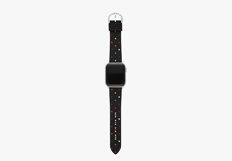 Black & Multicolored Dot Silicone 38/40/41mm Band For Apple Watch®, Black, Product