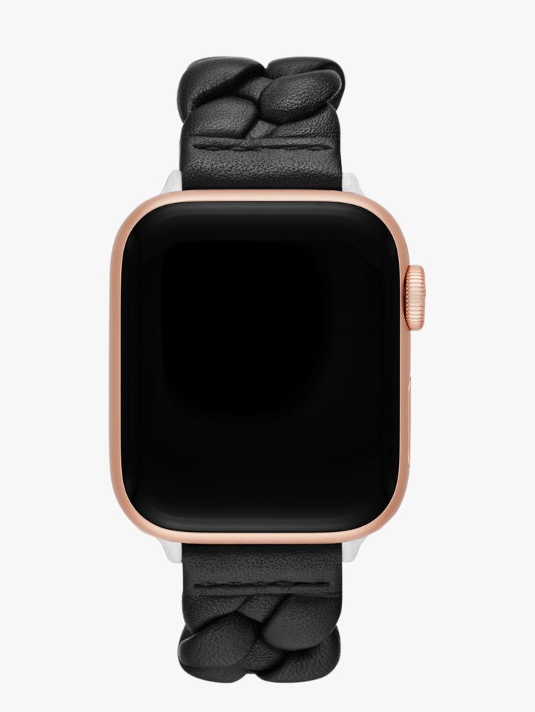 Kate Spade Braided Leather 38-49mm Band For Apple Watch In Black