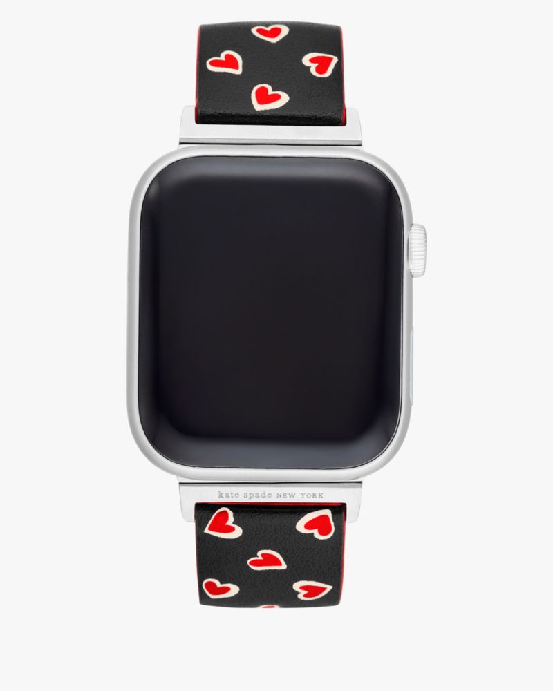 Kate Spade Heart Leather 38-45mm Band For Apple Watch In Red