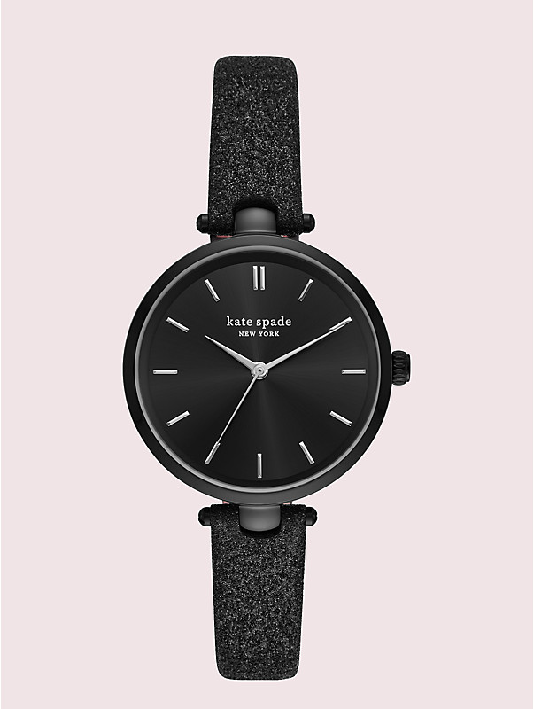Women's black holland black glitter leather watch | Kate Spade New York NL