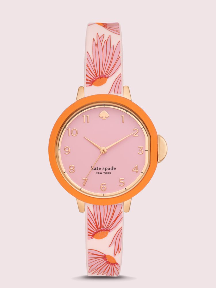Park Row Pink Floral-print Silicone Watch, Ember, ProductTile