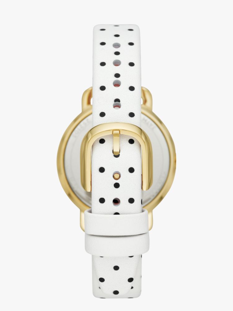 Metro White And Black Polka Dot Leather Solar Powered Watch | Kate Spade  New York