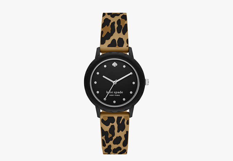 Morningside Leopard Silicone Watch, Black / Glitter, Product image number 0