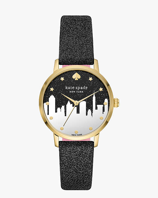 Metro Black Leather City Watch | Kate Spade New York