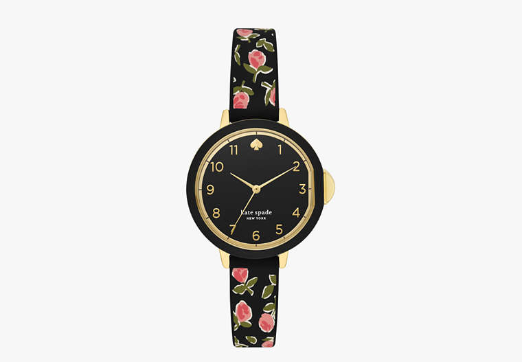 Park Row Black Ditsy Rose Silicone Watch, Multi, Product image number 0