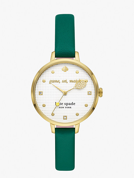Kate Spade metro green leather tennis watch
