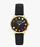 Metro Dot Black Leather Watch, Black, ProductTile