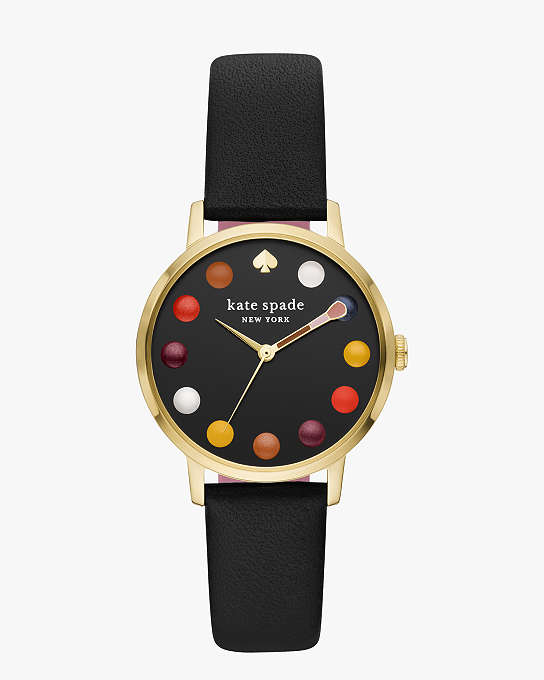 Metro Dot Black Leather Watch | Kate Spade New York