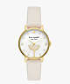 Metro Champagne White Leather Watch, White, ProductTile