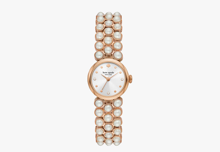 Monroe Trio Pearl Bracelet Watch, White, Product