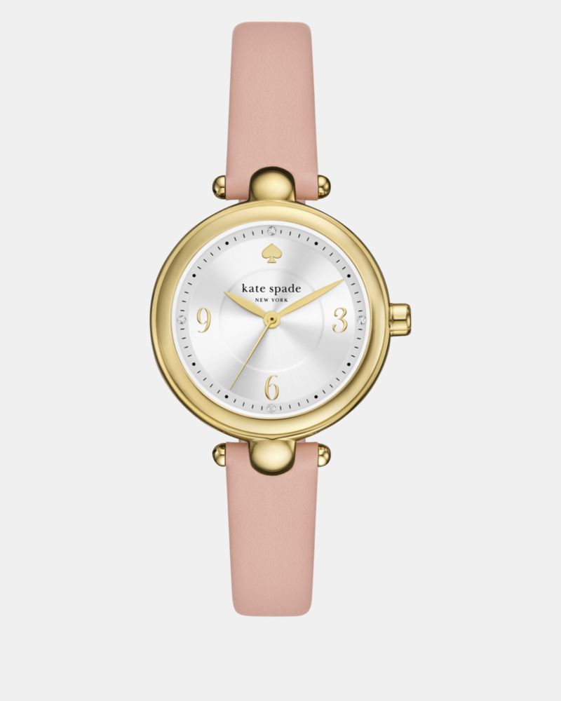 Kate Spade Gracie Round Leather Watch In Pink